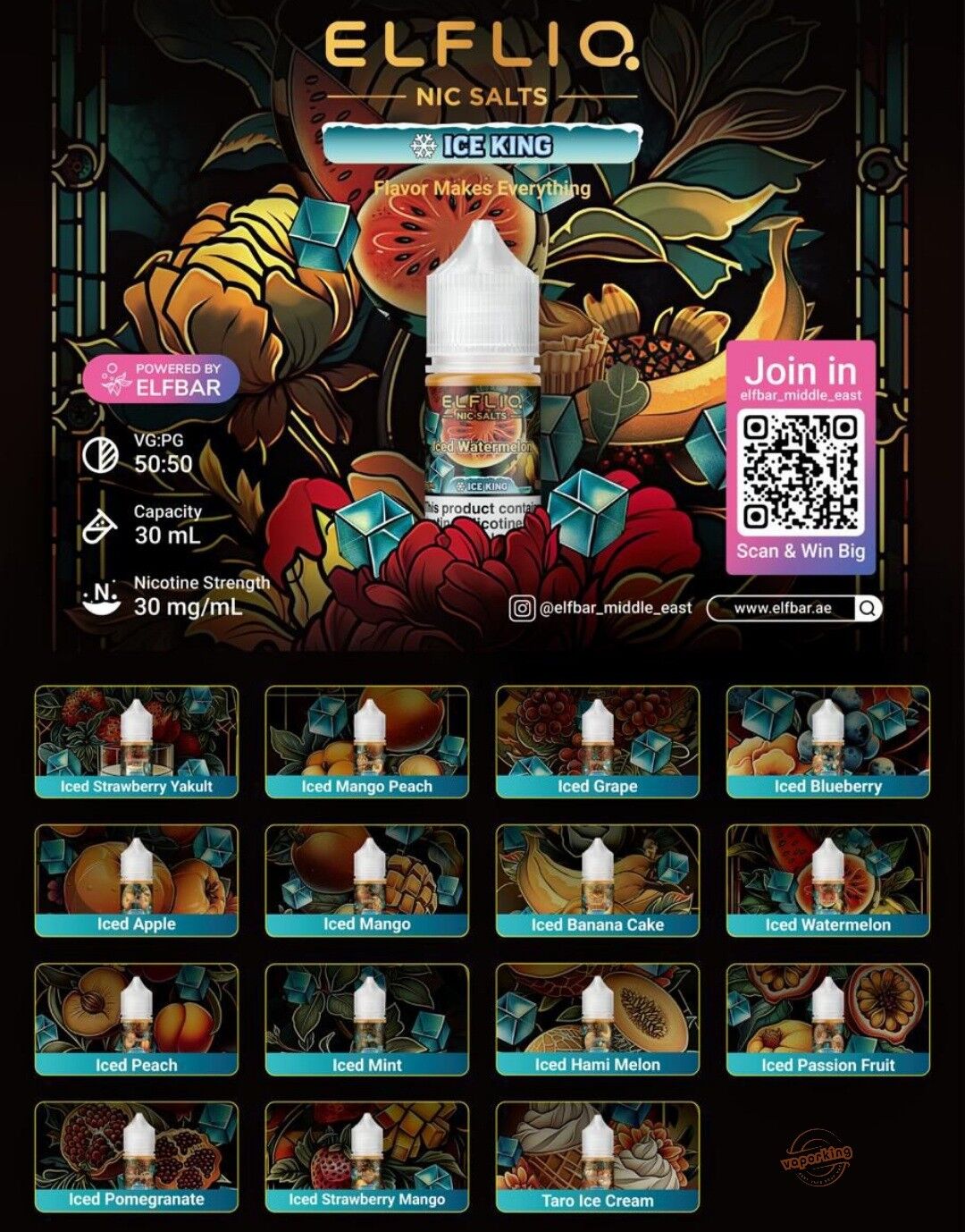 ELFLIQ Nic Salts 30mg Ice King In Online Shop UAE ELFLIQ Nic Salts 30mg Ice King