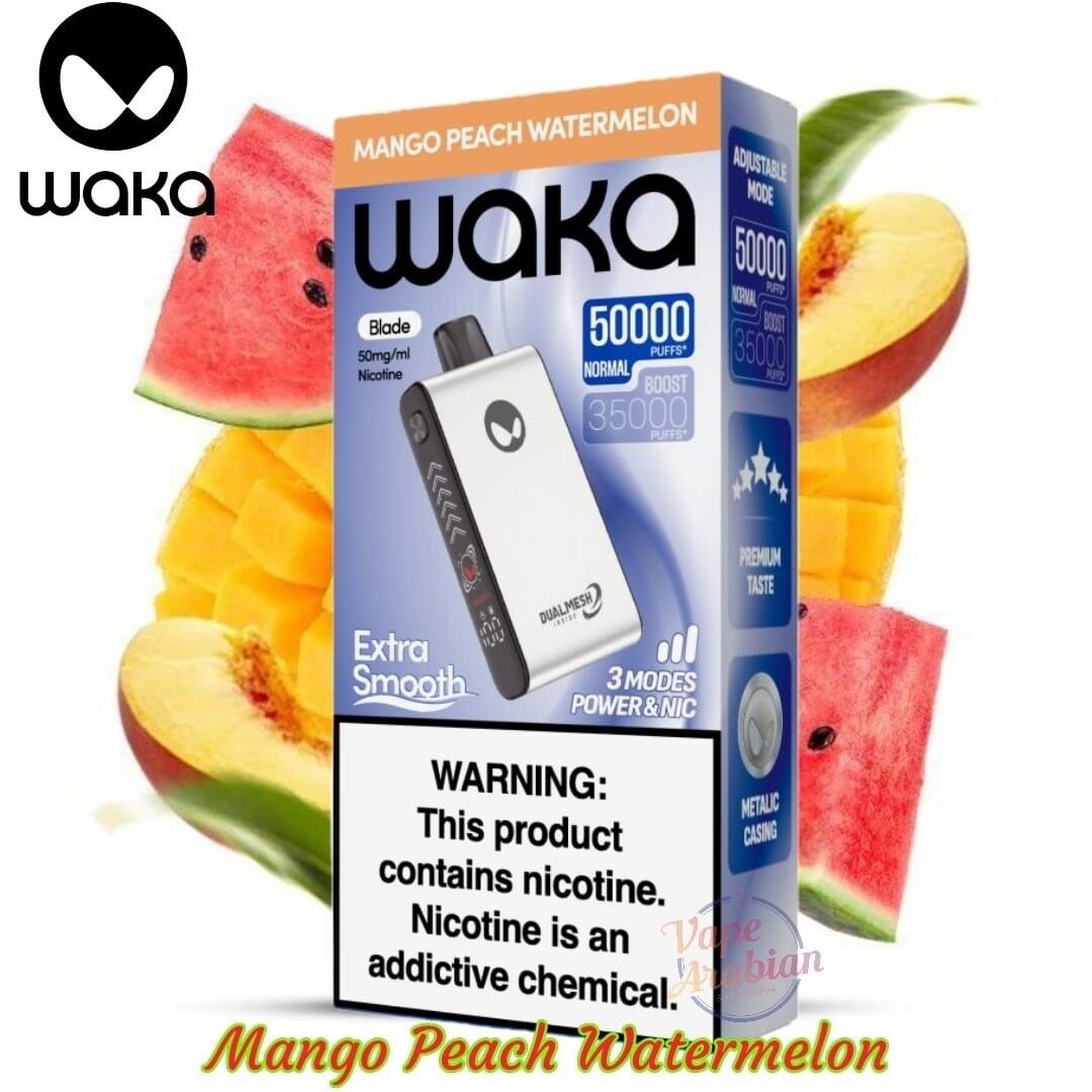 Best Buy Waka Blade 50000 Puffs Disposable Vape In UAE Waka Blade 50000 Puffs Disposable Vape- Mango Peach Watermelon