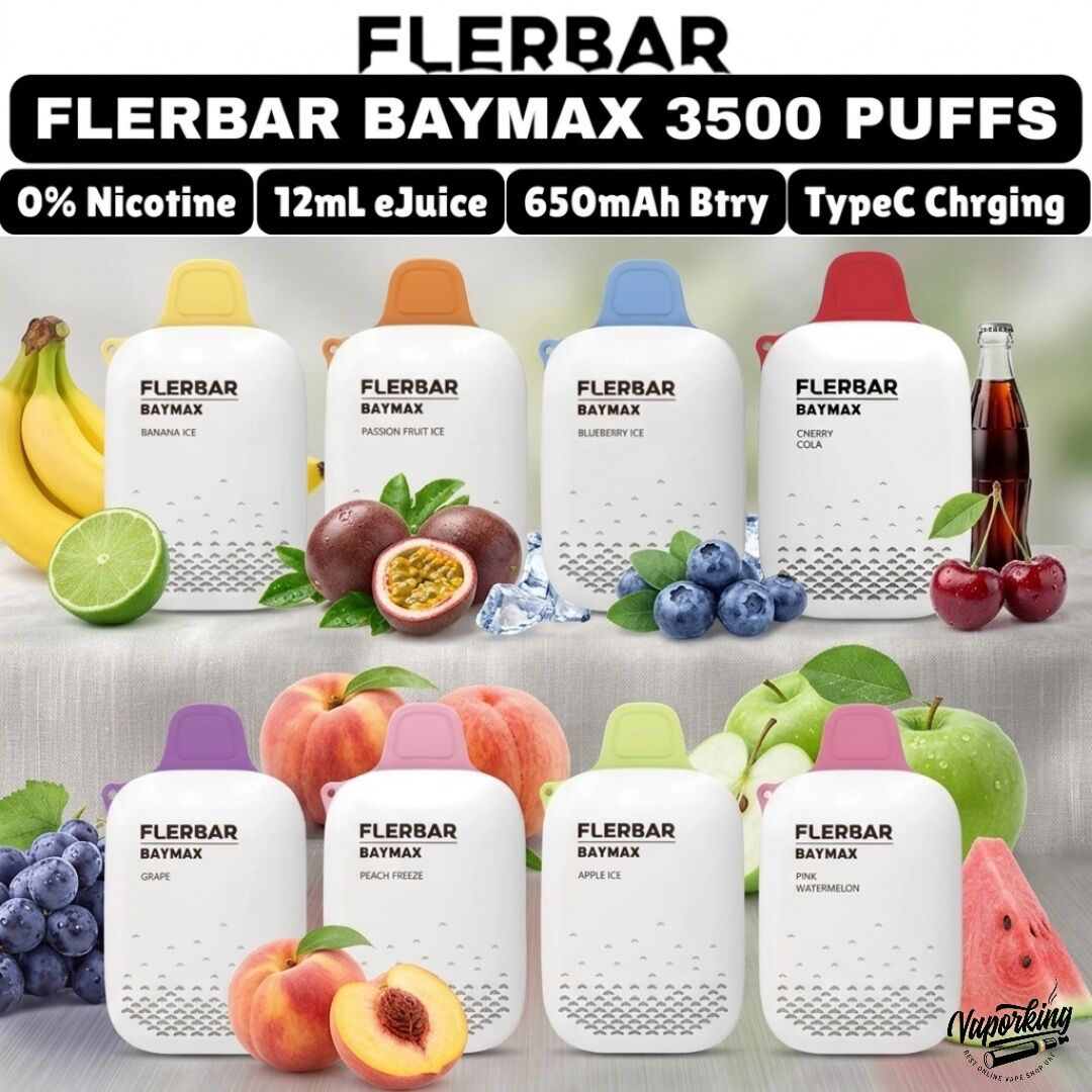 Flerbar Baymax 3500 Puffs 0mg Disposable Vape Zero Nicotine in Dubai - Image 1