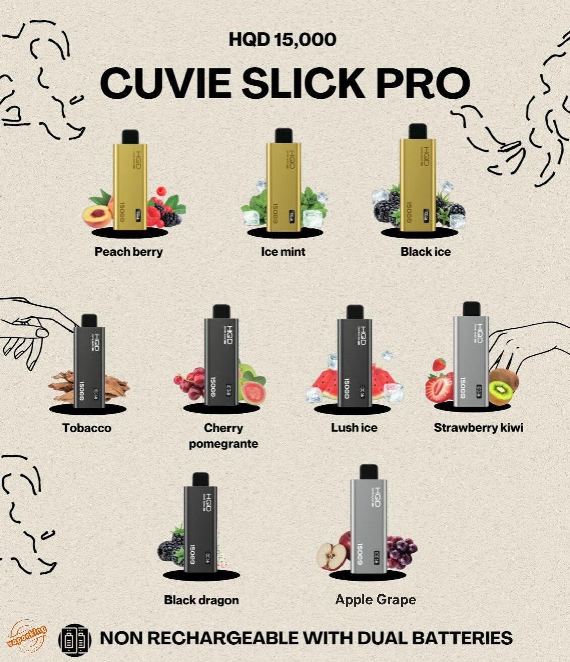 HQD Cuvie Slick Pro 15000 Puffs